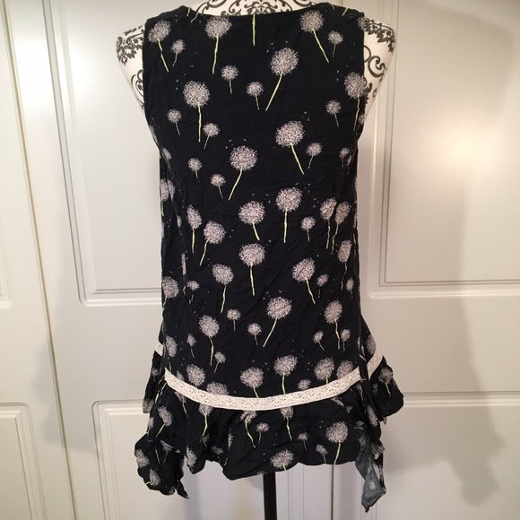 Mod Cloth Sleeveless Longer Length Babydoll Top Dandelion Print Women's medium - Picture 6 of 9